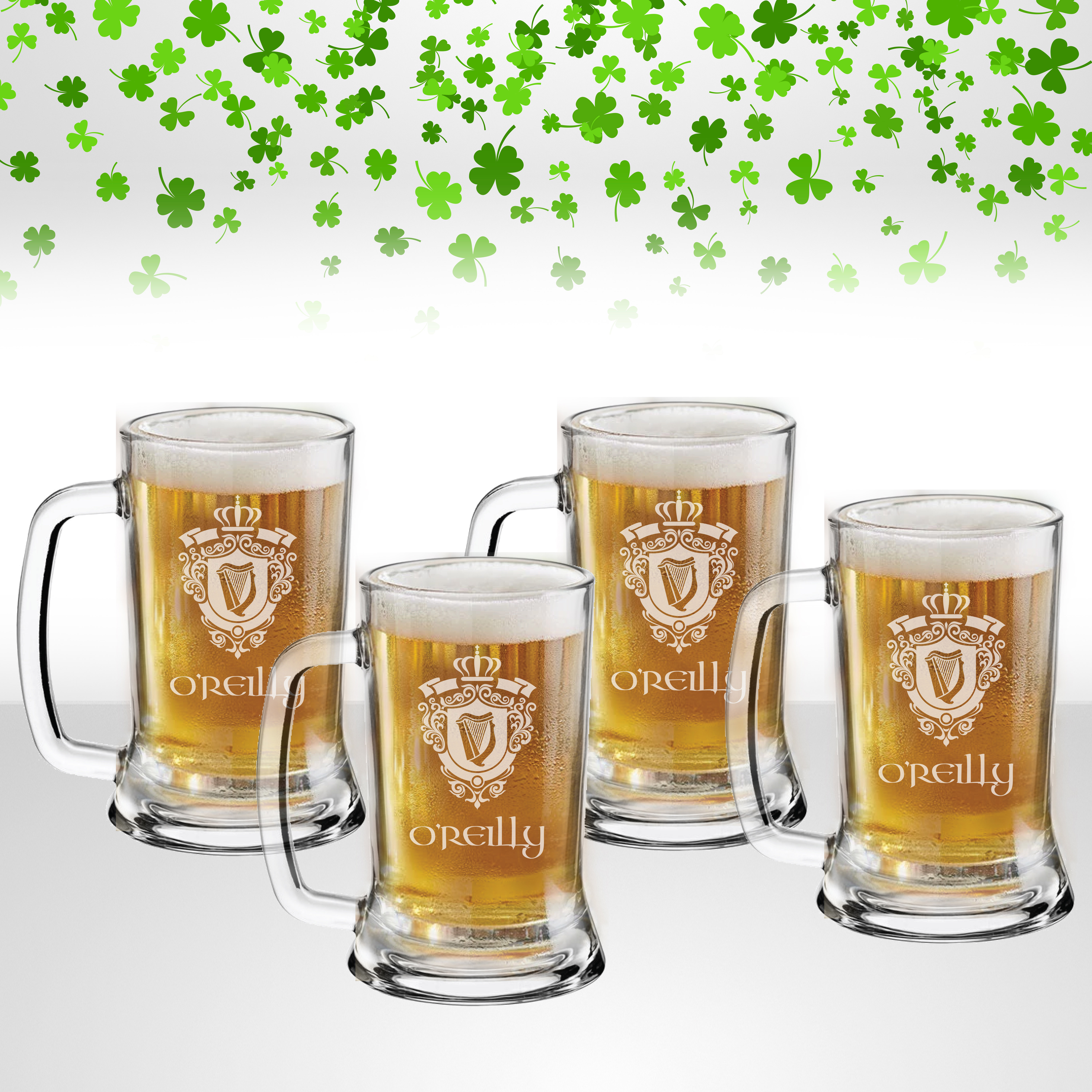 (NEW!) Irish Coat of Arts - Set of 4 Beer Mugs